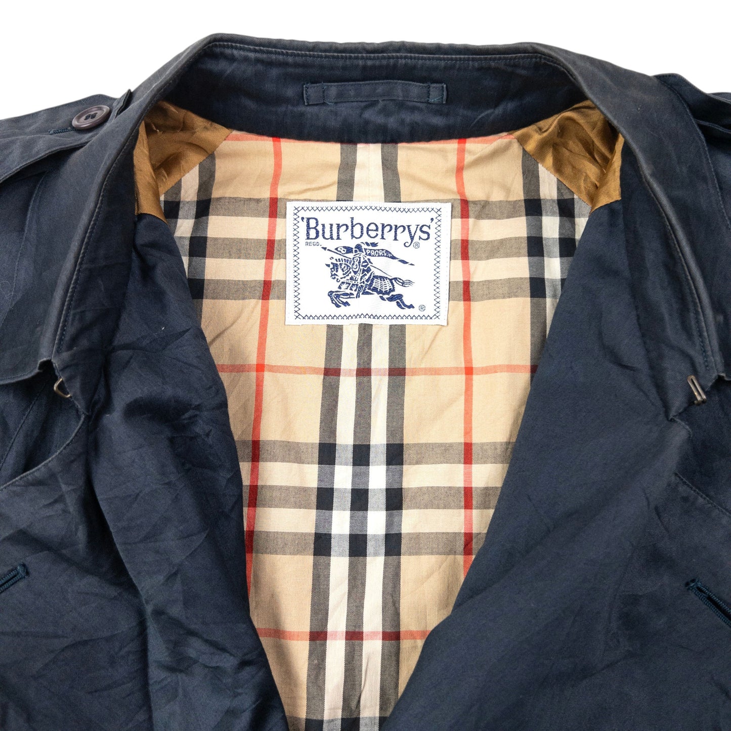 Vintage 80s Burberry Belt Waist Nova Check Lined Trench Jacket Size M