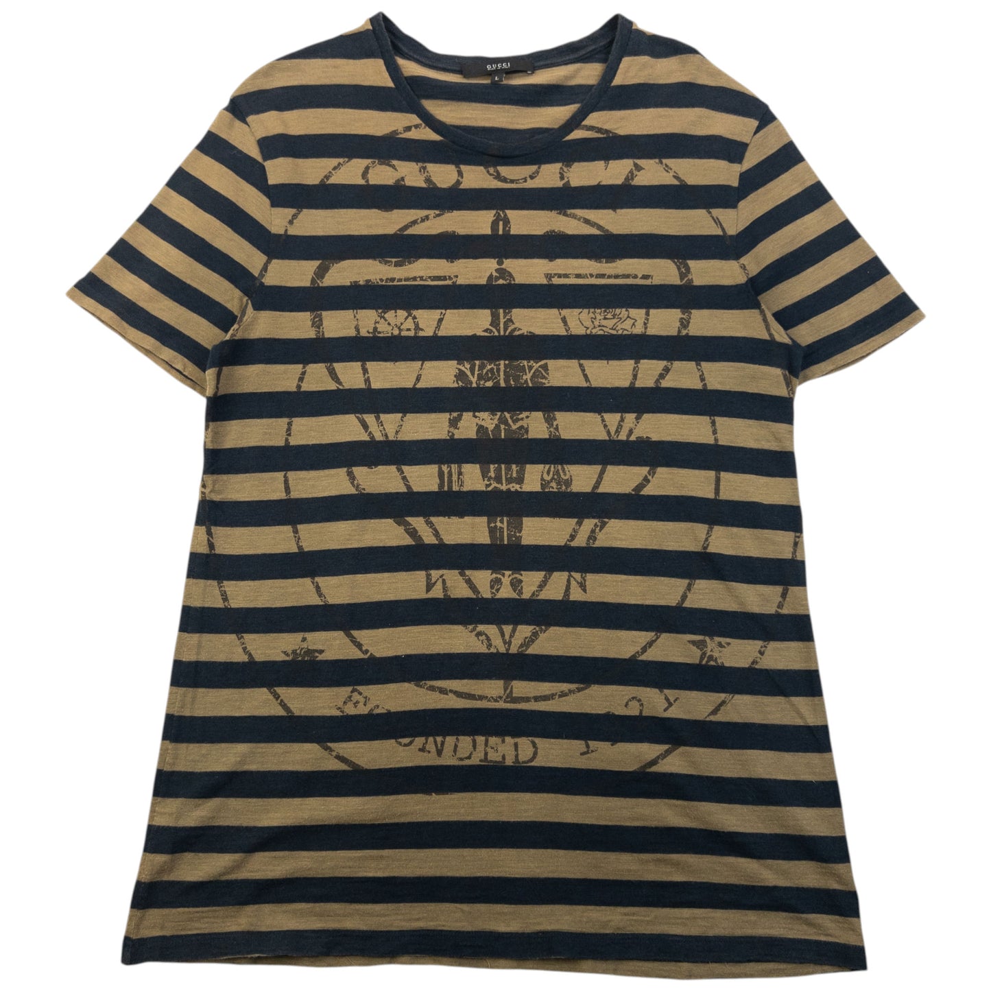 Vintage 2000s Gucci Striped Graphic T Shirt Womens Size L