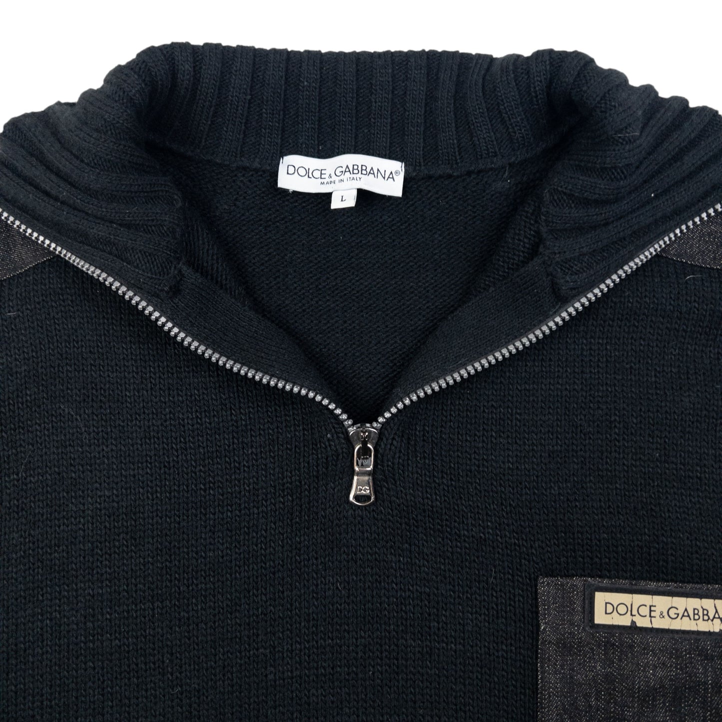 Vintage Dolce & Gabbana Q Zip Knit Jumper Size L