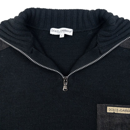 Vintage Dolce & Gabbana Q Zip Knit Jumper Size L