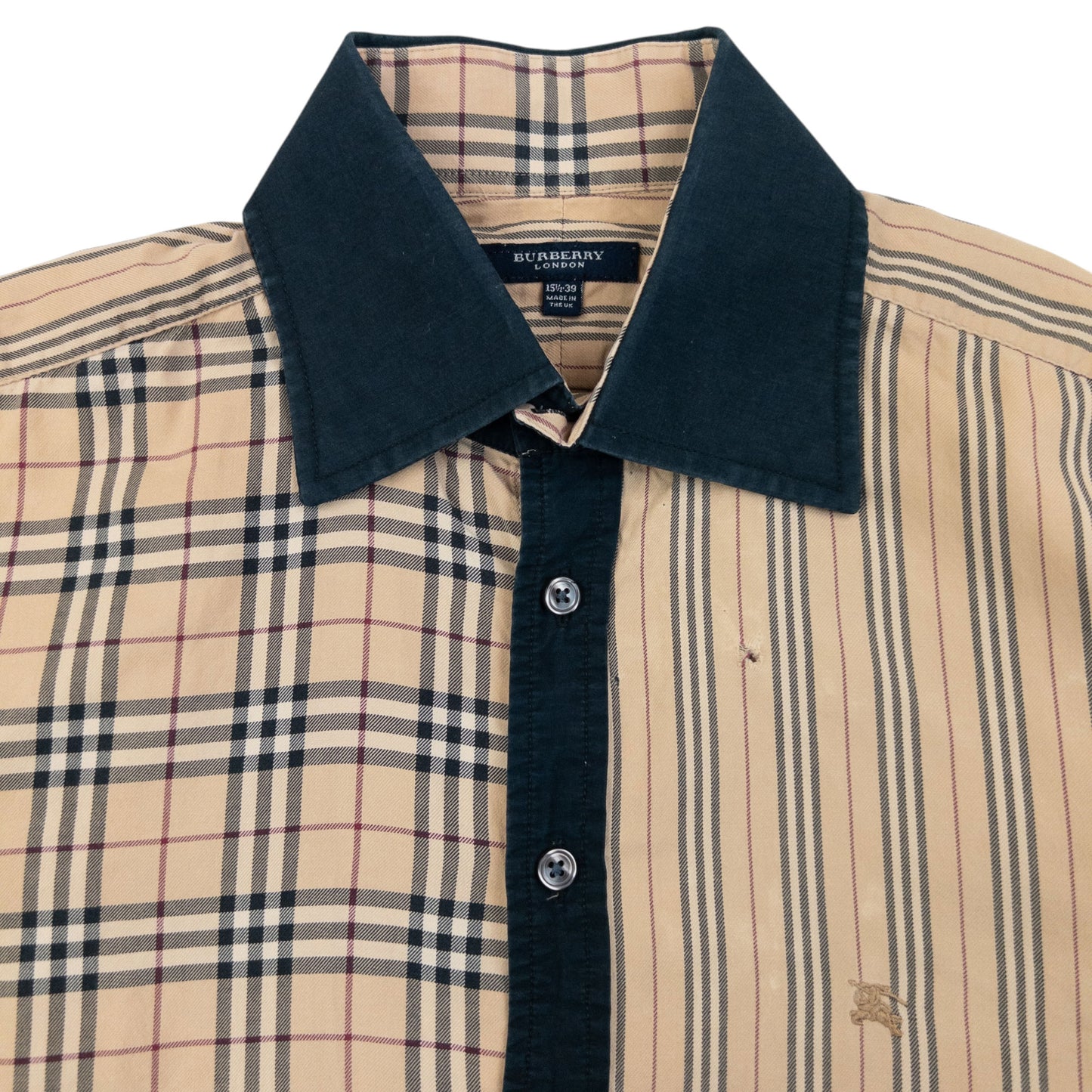 Vintage 2000s Burberry Nova Check Stripe Long Sleeve Button Up Shirt Size M