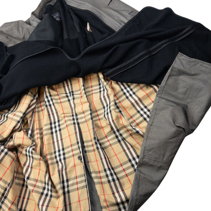 Vintage 90s Burberry Fleece Lined Button Up Trench Jacket Size XL