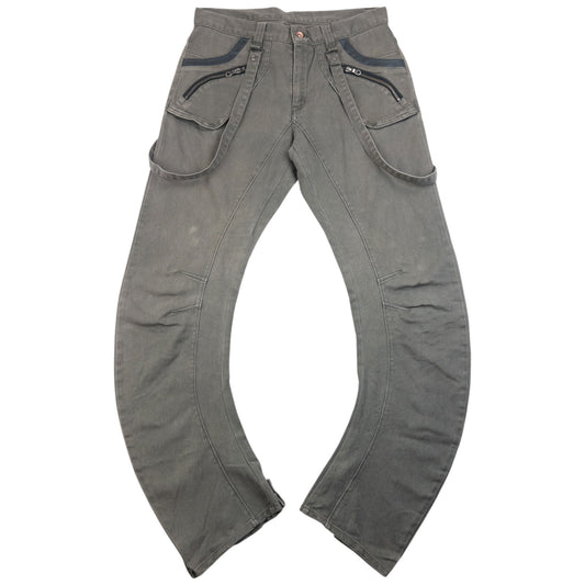 Vintage 2000s PPFM Curved Stacked Leg Denim Jeans With Suspenders Size W32