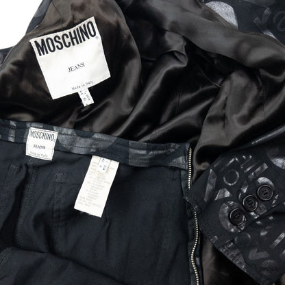 Vintage 90s Moschino Jeans Love All Over Jacket & Trousers Suit Set Womens Size M