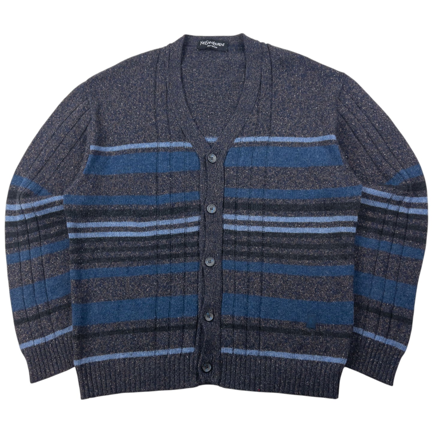 Vintage 90s YSL Yves Saint Laurent Wool Knit Button Up Cardigan Size XL