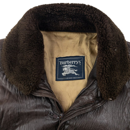 Vintage 80s Burberry Zip Up Leather Jacket Size XL