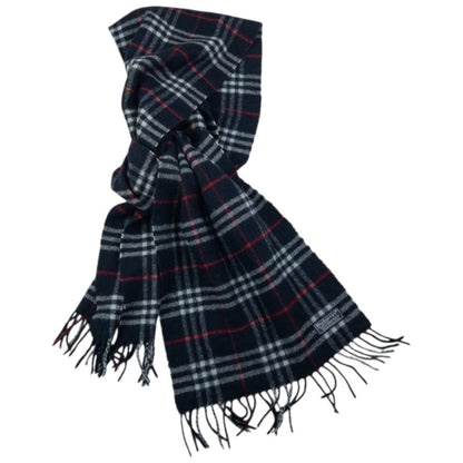 Vintage Burberry Nova Check Lambswool Tassel Scarf