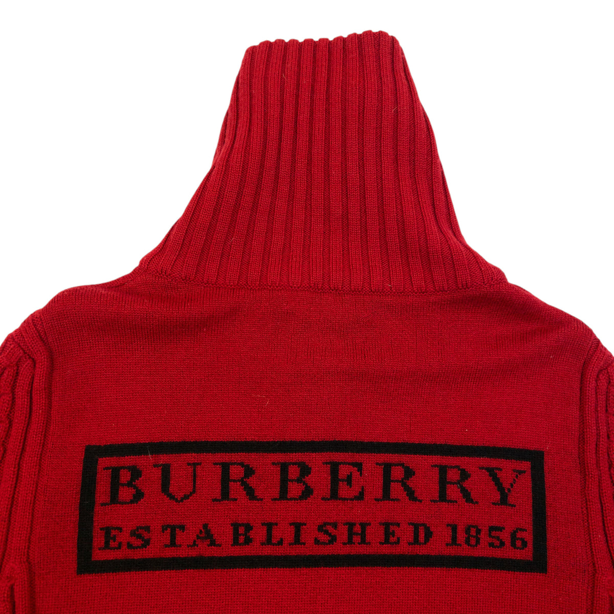 Vintage 2000s Burberry Zip Up Ribbed Knit Wool Jumper Womens Size S