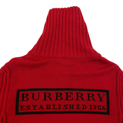 Vintage 2000s Burberry Zip Up Ribbed Knit Wool Jumper Womens Size S