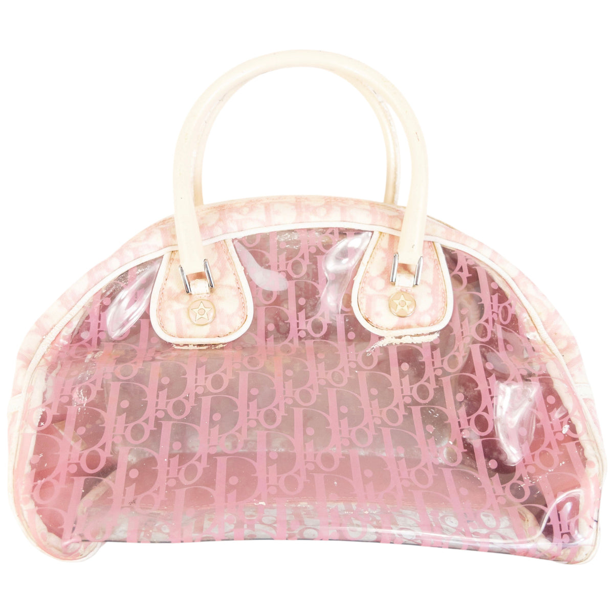 Vintage 2000s Dior Monogram Clear Handbag in pink, photo 2