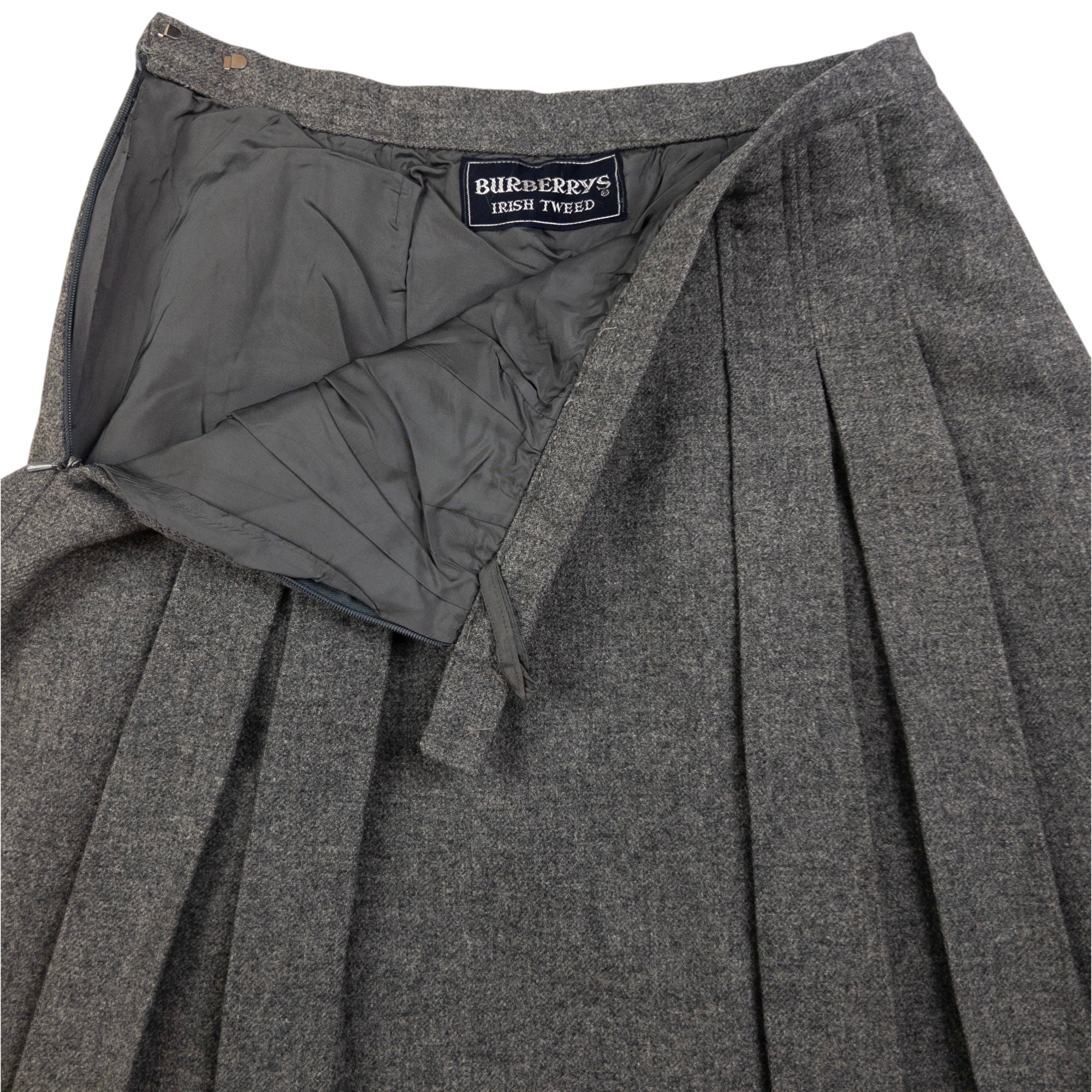 Vintage Burberry Irish Tweed Pleated Wool Skirt Womens Size W24