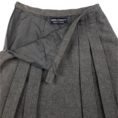 Vintage Burberry Irish Tweed Pleated Wool Skirt Womens Size W24