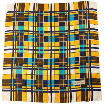 Vintage 80s YSL Yves Saint Laurent Checkered Silk Scarf