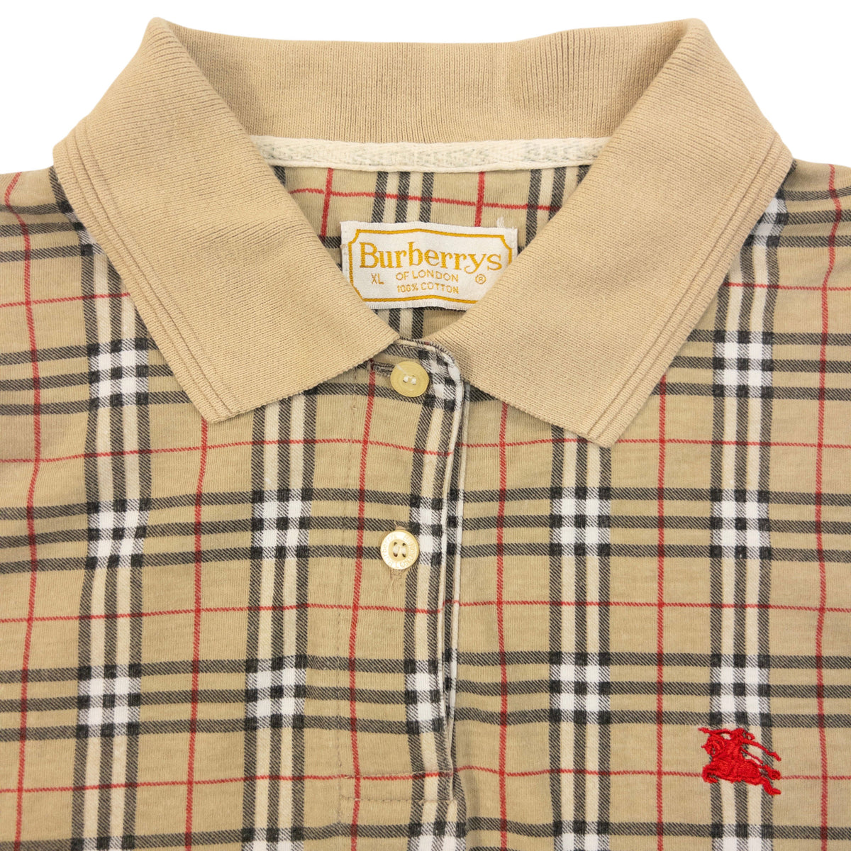 Vintage 90s Burberry Nova Check Polo Shirt Womens Size M