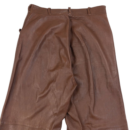 Vintage 90s Gianni Versace Leather Trousers in brown, photo 3