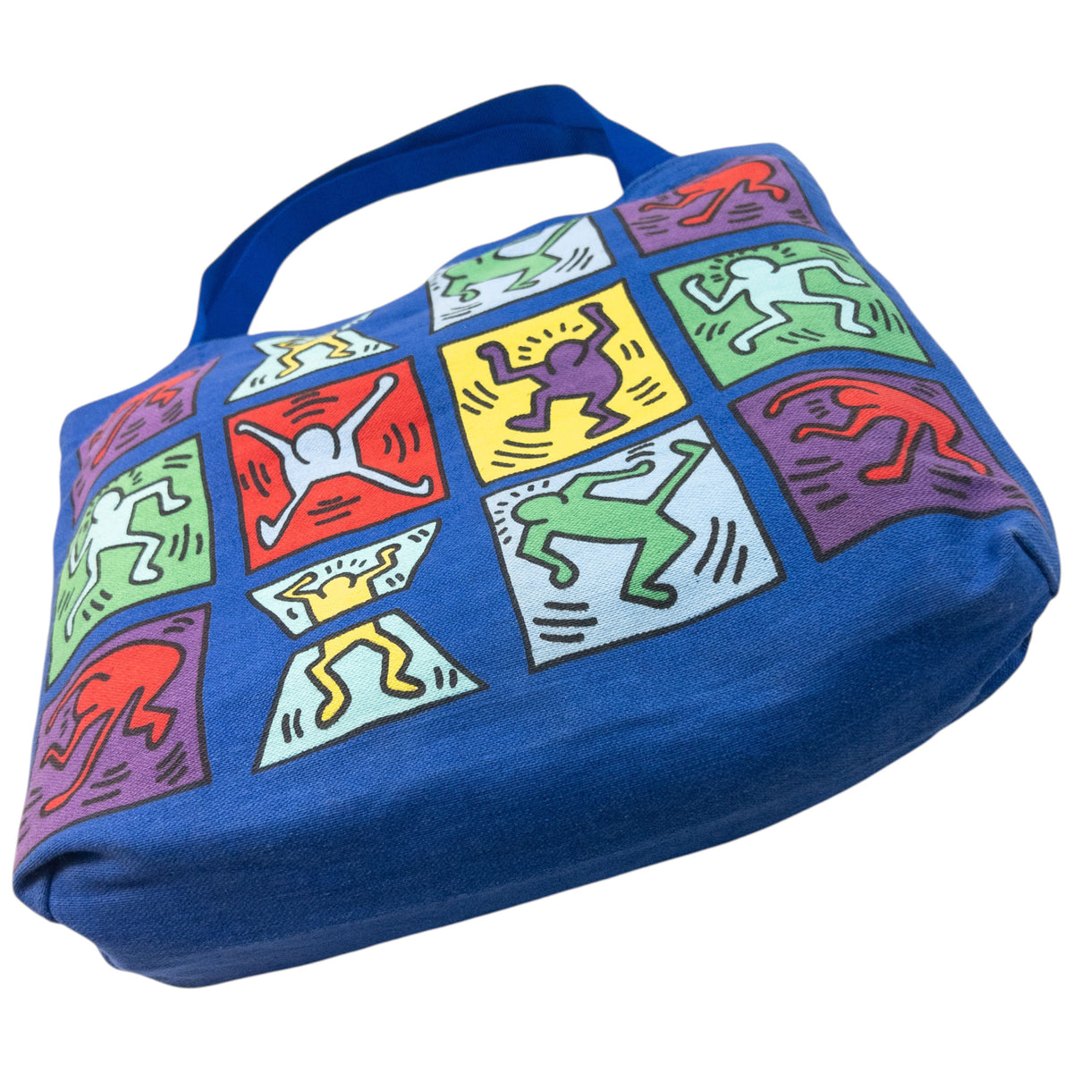 Vintage 1982 Keith Haring Graphic Tote Shoulder Bag in blue (baumwolle), photo 6