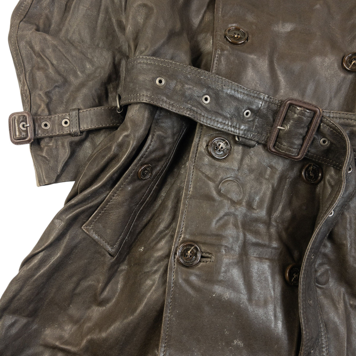 Vintage Burberry Nova Check Lined Belt Waist Leather Trench Jacket Size M