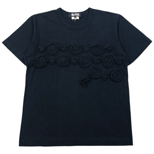 Vintage Comme Des Garçons BLACK Spiral Floral T Shirt Womens Size M