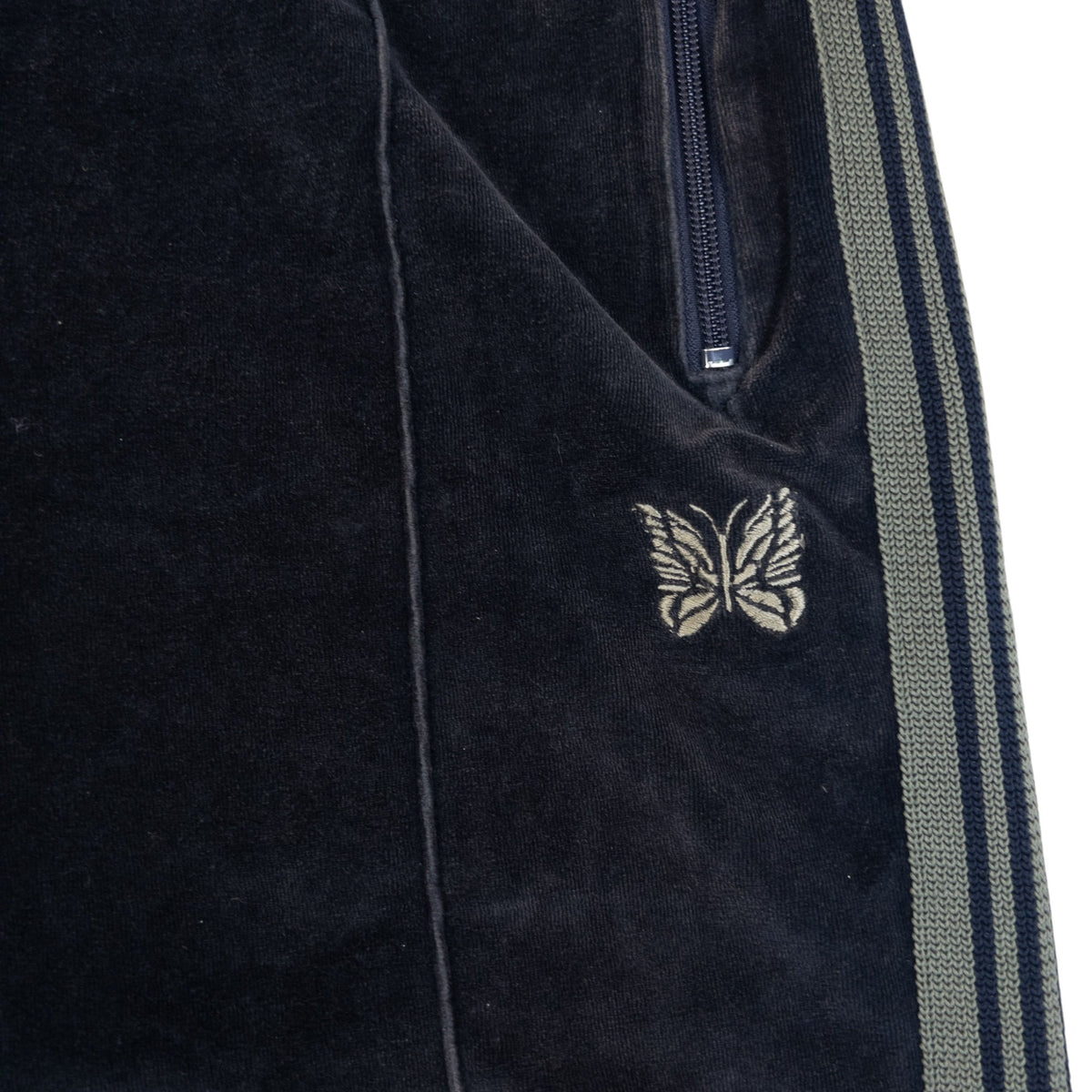 Needles Embroidered Velour Joggers in navy, photo 5