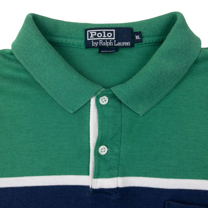 Vintage 90s Polo Ralph Lauren Striped Long Sleeve Polo Shirt Size XL