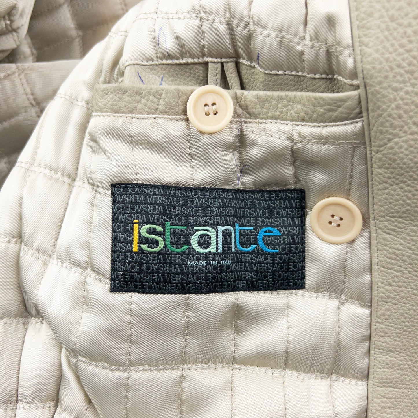 Vintage 90s Versace Istante Button Up Leather Jacket Size XL