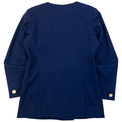 Vintage 80s YSL Yves Saint Laurent Jacket & Skirt Suit Set in blue (wool), photo 4