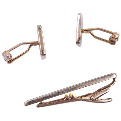 Vintage Dior Embossed Cufflinks & Tie Clip Set