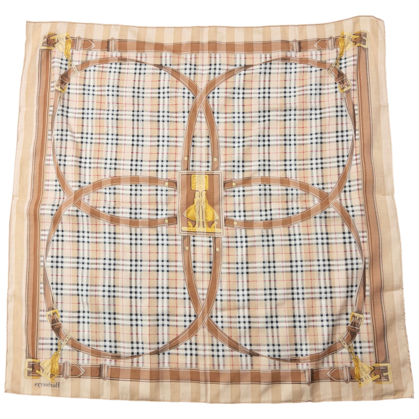 Vintage 90s Burberry Nova Check Silk Scarf