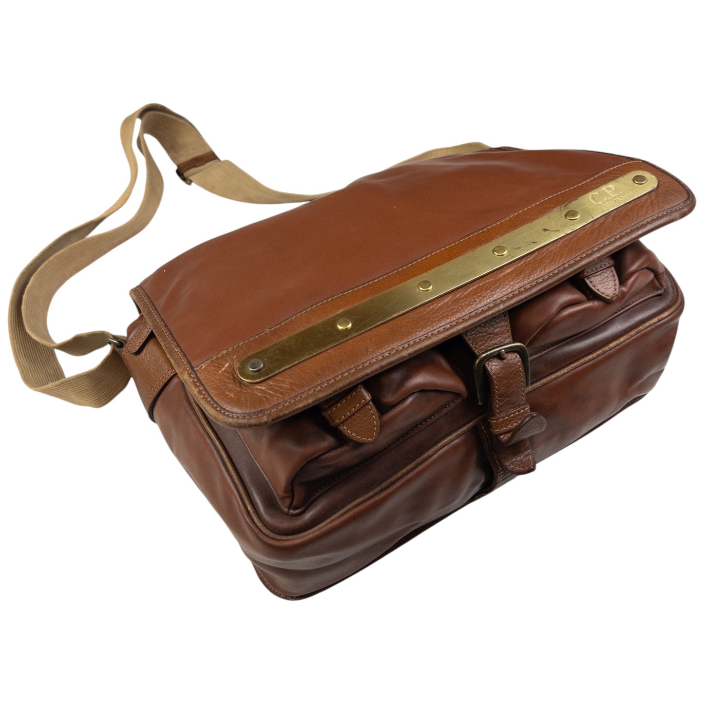 Vintage CP Company Leather Messenger Crossbody Bag