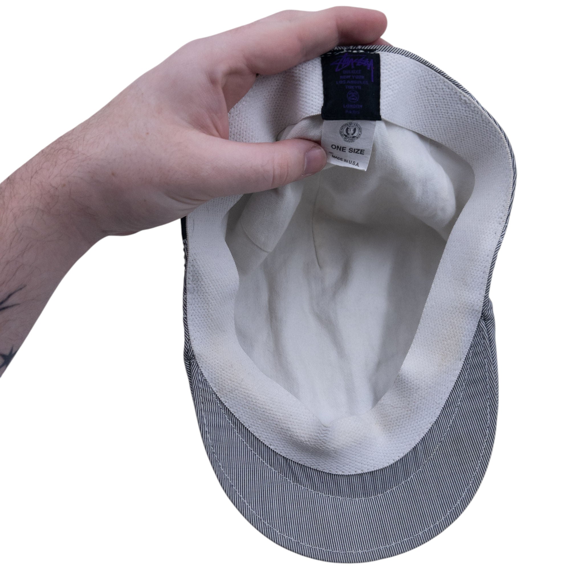 Vintage Stussy Striped Flat Cap Hat