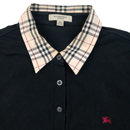 Vintage 2000s Burberry Nova Check Collar Long Sleeve Polo Shirt Womens Size XL