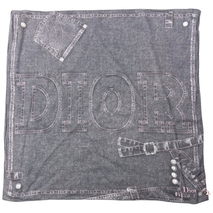 Vintage 2000s Dior By John Galliano Denim Print Silk Scarf