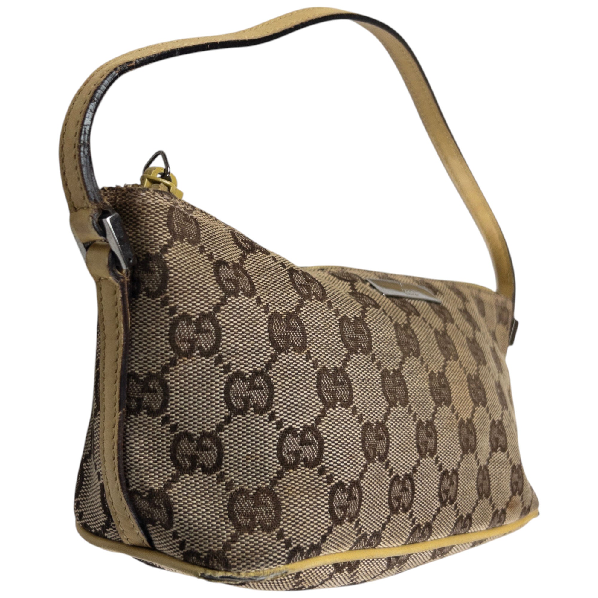 Vintage Gucci Monogram Pochette Mini Baguette Shoulder Bag