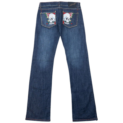 Vintage 2000s Ed Hardy Embroidered Skull Low Rise Denim Jeans Size W31