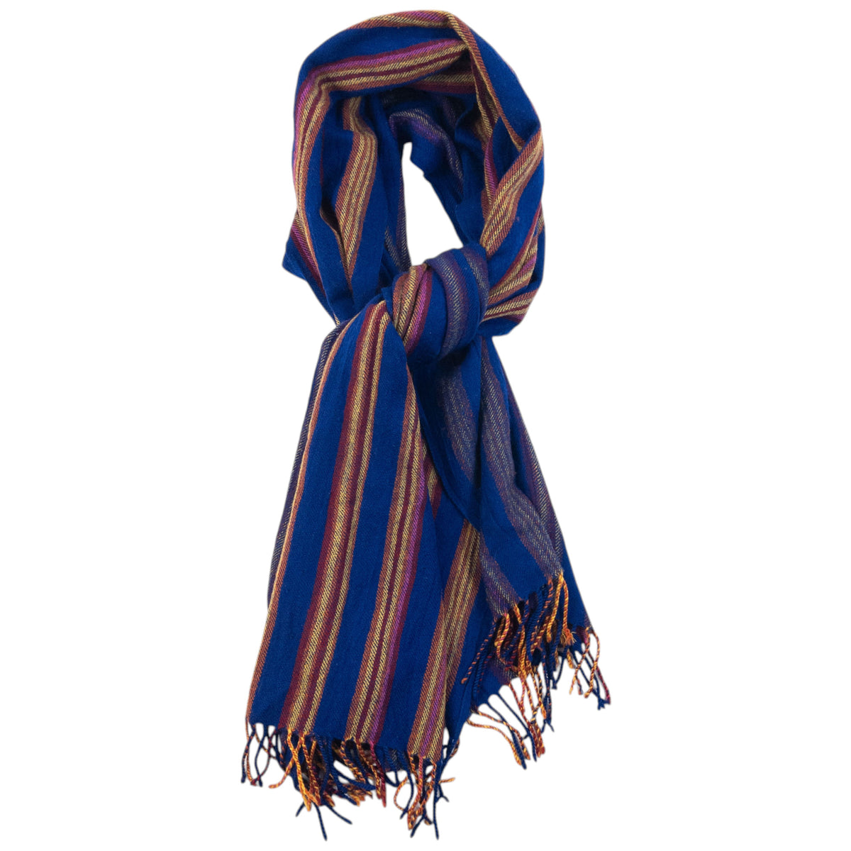 Vintage 2000s Issey Miyake Striped Wool Tassel Scarf
