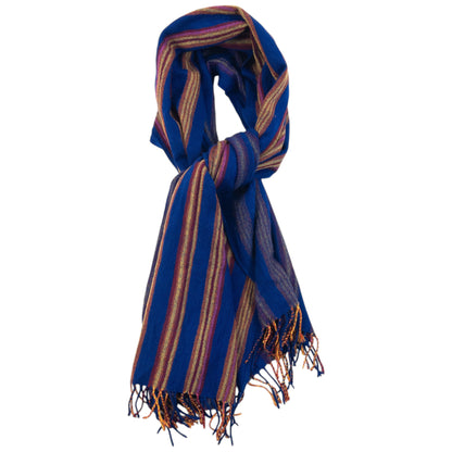 Vintage 2000s Issey Miyake Striped Wool Tassel Scarf