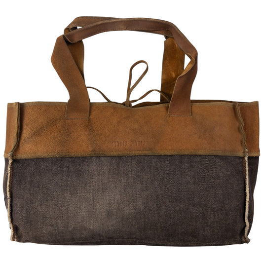 Vintage Miu Miu Denim & Leather Shoulder Bag