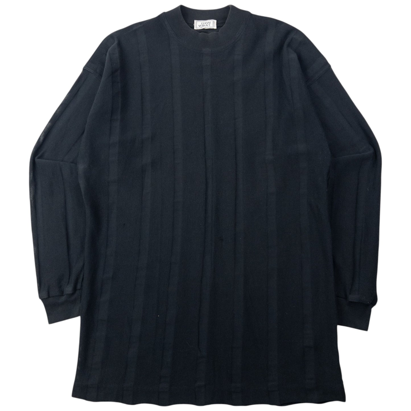 Vintage 90s Gianni Versace Striped Mesh Long Sleeve T Shirt Size M