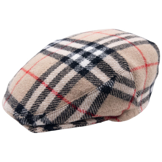 Vintage Burberry Nova Check Wool Flat-Cap Hat