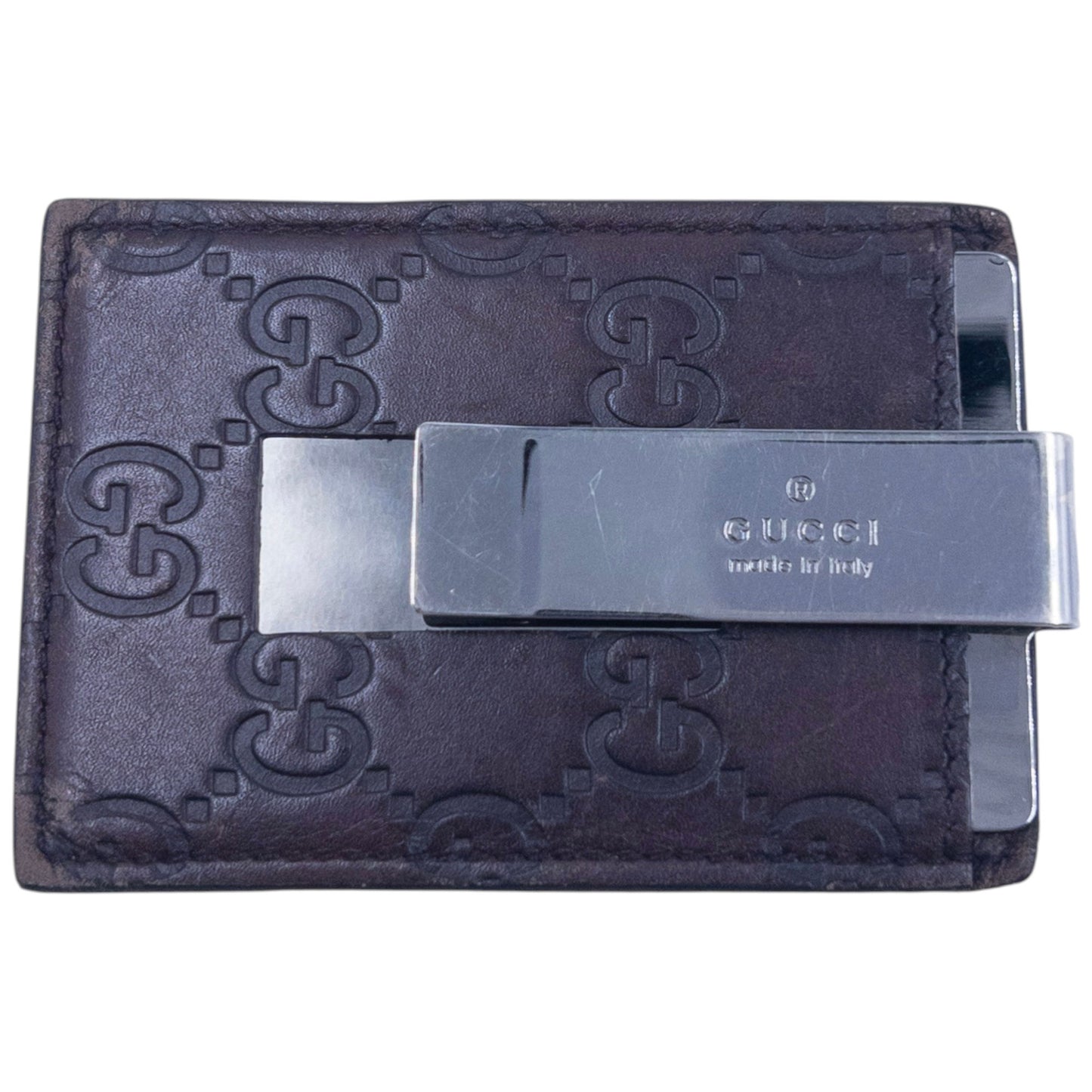 Vintage Gucci Monogram Leather Card Holder / Money CLip