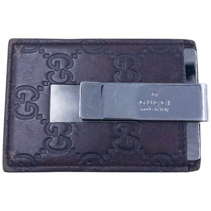 Vintage Gucci Monogram Leather Card Holder / Money CLip
