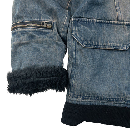 Vintage 2000s PPFM Fur Lined Zip Up Denim Jacket Size M