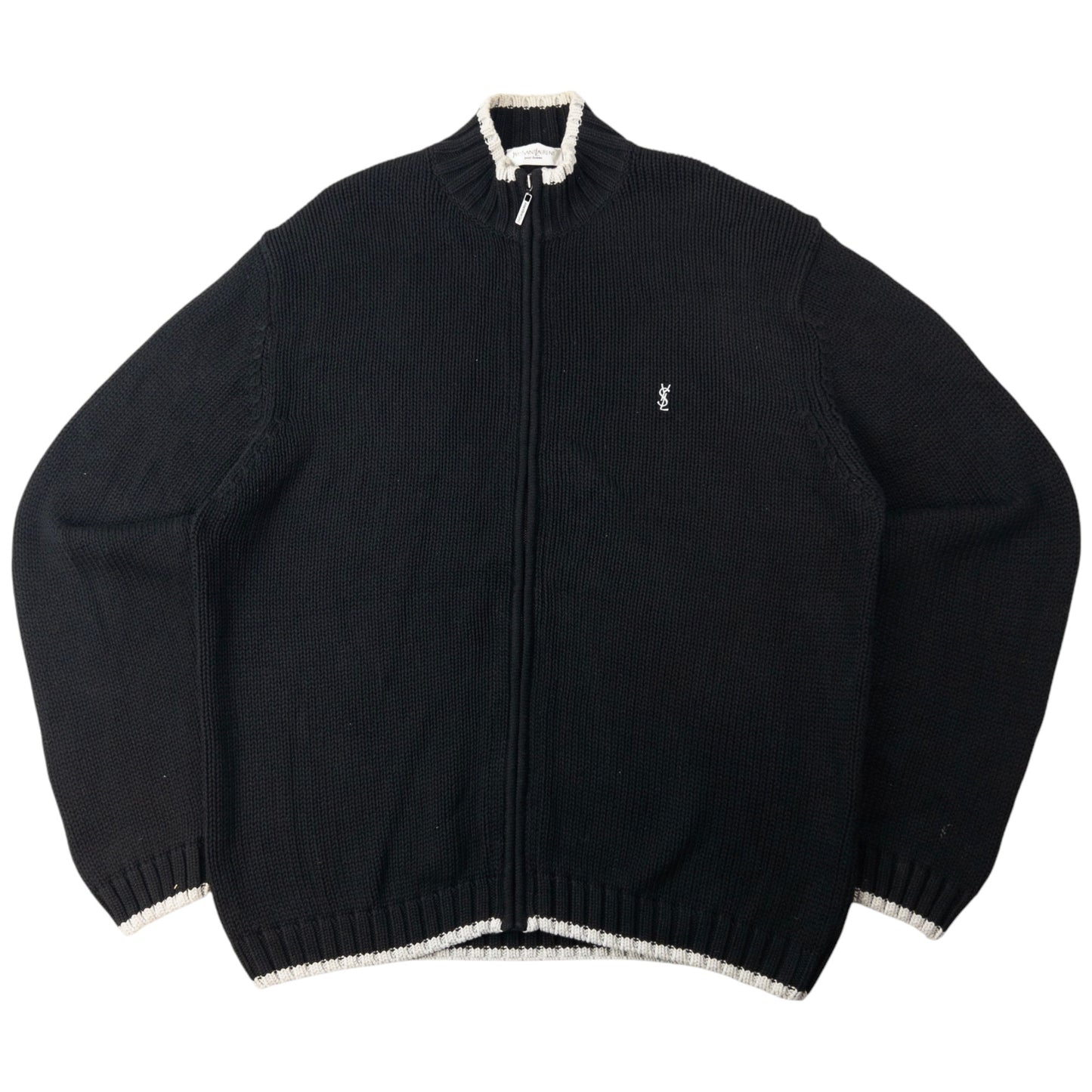 Vintage YSL Yves Saint Laurent Zip Up Knit Jumper Size XL