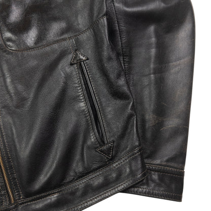 Vintage Armani Jeans Zip Up Leather Jacket Size M