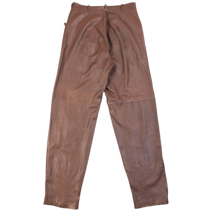 Vintage 90s Gianni Versace Leather Trousers in brown, photo 2