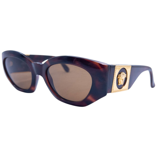 Vintage 90s Gianni Versace Tortoise Shell Medusa Sunglasses