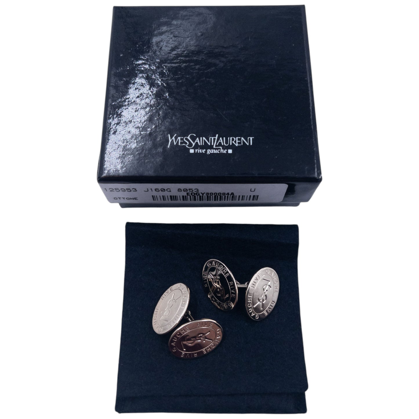 Vintage YSL Yves Saint Rive Gauche Embossed Chain Cuff Links