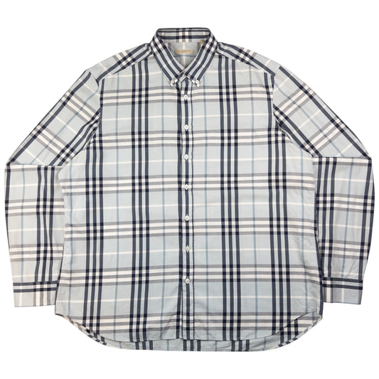 Vintage Burberry Nova Check Long Sleeve Button Up Shirt Size XXL