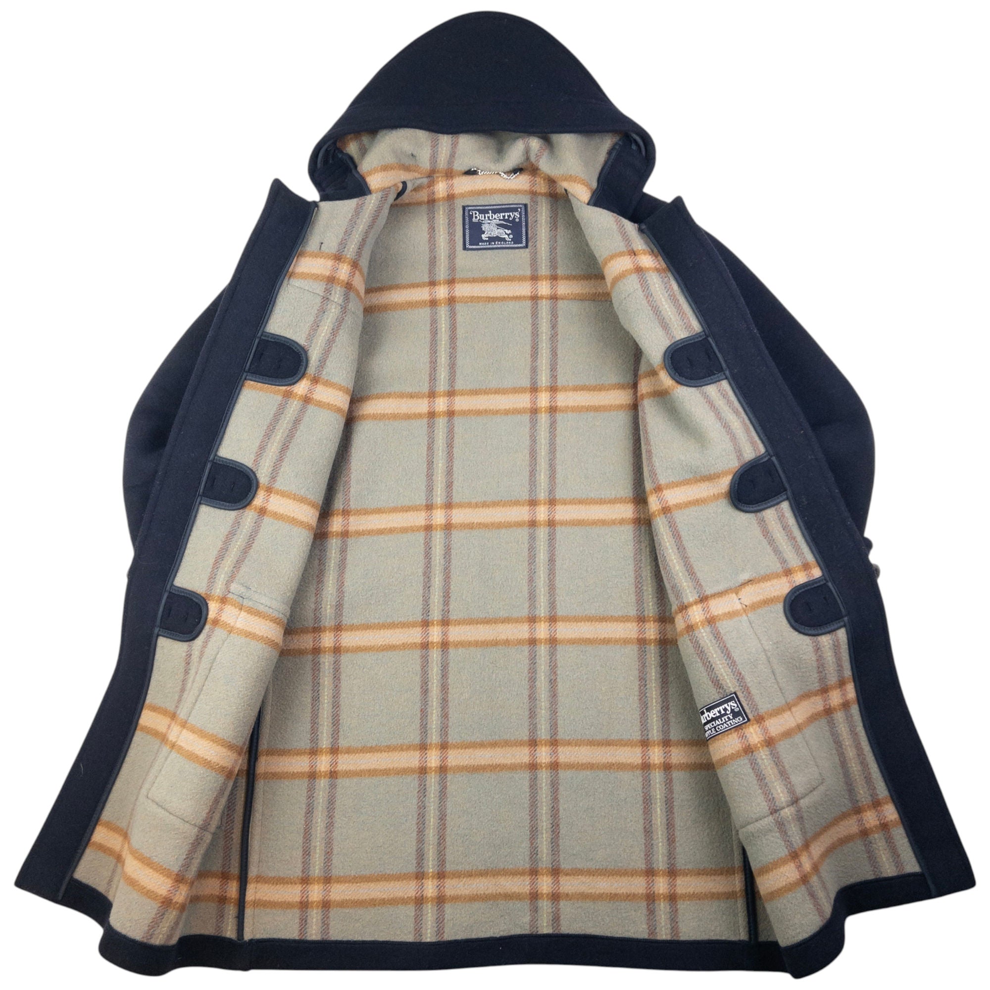 Vintage Burberry Nova Check Wool Duffle Jacket Size XL