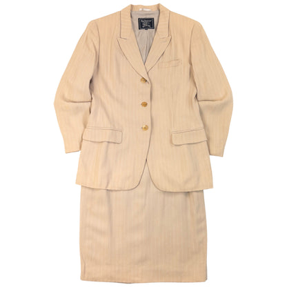 Vintage 90s Burberry Pinstripe Jacket & Skirt Suit Set Womens Size XS